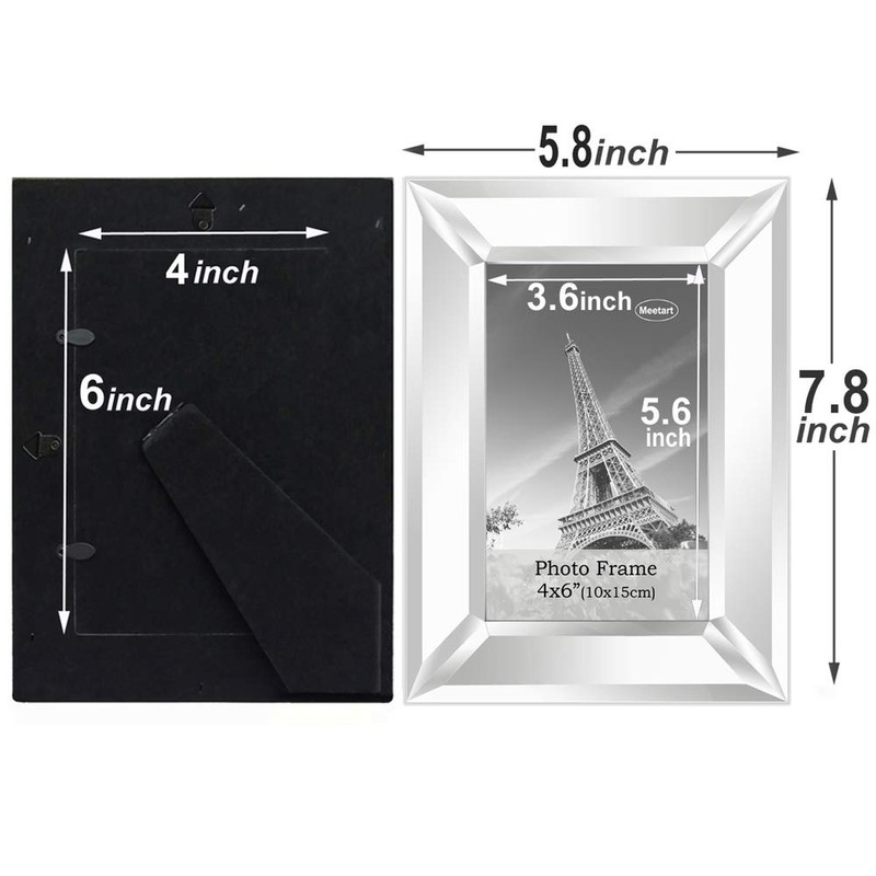 Meetart Mirrored Picture Frame 4x6 inch 2 piece Pack for