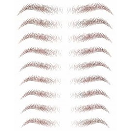 FeidyLong 20 Sheets 200 Pairs Eyebrow Tattoo Stickers 4D Stickers Eyebrow Transfers Stickers Peel off Eyebrow Grooming Shaping Makeup Sticker for Women Girls Brown