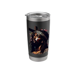 Black Jesus Cross African Christ Religious Stainless Steel Insulated Tumbler