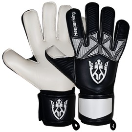 Keeperking Goalkeeper Gloves Children Youth Adults Football Gloves without Fingersave 4 mm Forehand (6, B-White)