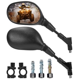 KEMIMOTO ATV Mirrors Multi-angle Adjustable 10MM Motorcycle Mirrors Side Rearview for 7/8" Handlebar Compatible with ATV Dirt Bike Scooter Snowmobile