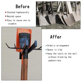 JLDGMXCDZ Wall Mounted Tool Rack, Heavy Duty Tool Rack for Heavy Tools Such as Shovels,Snow Shovel And Rakes, With Metal Screws and Anchors