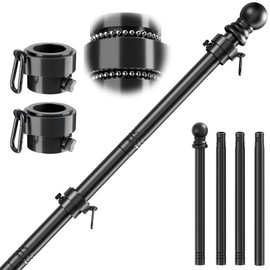 SCWN 5FT Black Flag Pole for Outside House, Ball-Bearing Anti-Wrap Rings