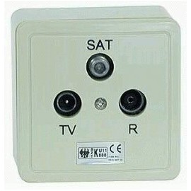 Set of 3-Way Antenna Socket (SAT/TV/Radio), Junction / End Socket DC Passage (3-Way Antenna Socket)