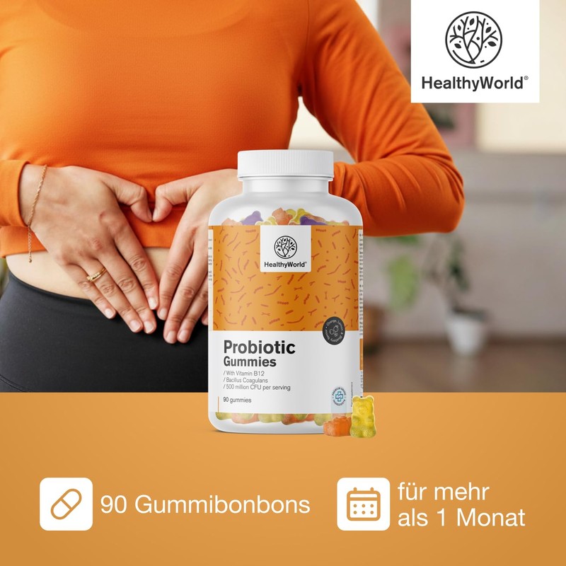 HealthyWorld Probiotic - Gummies with Microbial Cultures - Orange, Lemon