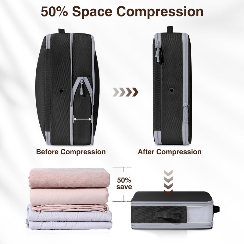 Homsorout Space Saving Compression Organisers - Set of 6, Expandable