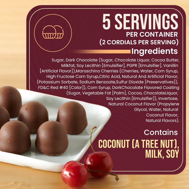 Queen Anne Dark Chocolate Coconut Covered Cordial Cherries | 6.6