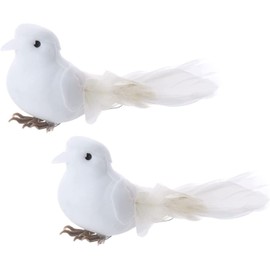 2 Pcs Simulation White Doves, Artificial Birds Craft, Foam Pigeon for Home Decoration, Party Home Decor Accessories