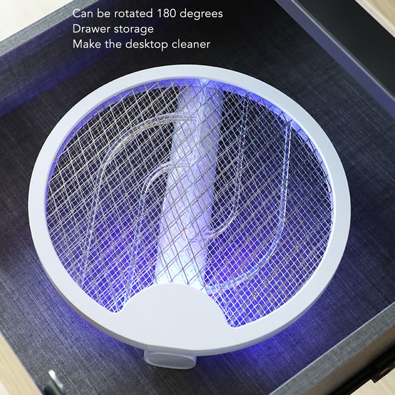 2 in 1 Electric Fly Swatter Rotatable Fly Killer Light