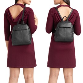 STILORD 'Charlotte' Elegant Vintage Ladies Backpack Leather Small Vintage Purse City Shopping Rucksack Daypack Genuine leather, Colour:black