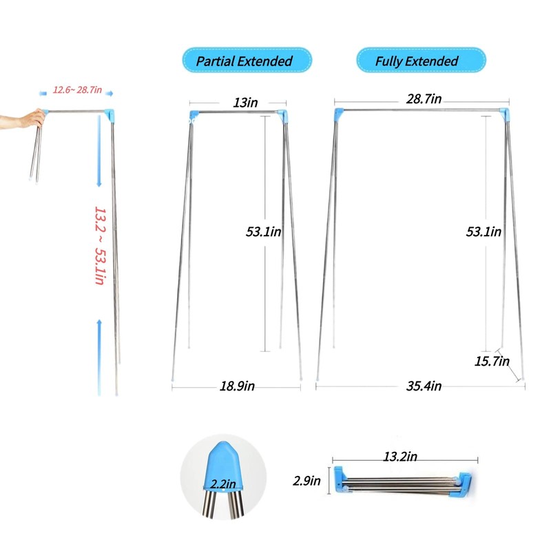 Portable Travel Garment Rack, Stainless Steel Foldable Mini Drying Clothes