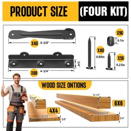 Louver Bracket Kit - Deck Sunblind System Brackets,Louver Hardware Kit,Holds up to 11 Boards(48"), for DIY Fence, Window Shutters, Garden, Patio, Indoor & Outdoor Use (4 Set Louver Kit)