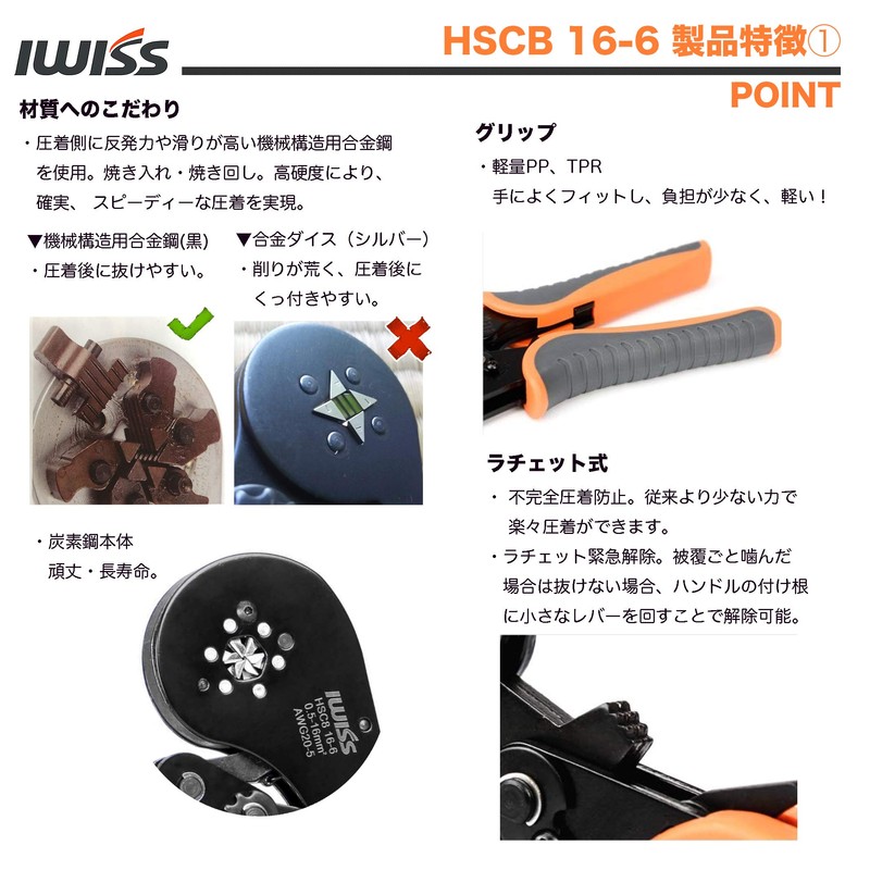 IWISS Crimping Pliers for Ferrules, Wire End Sleeves, and Rod