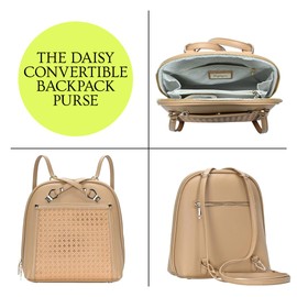 MMS Brands Miztique The Daisy Rattan Convertible Backpack Purse for Women - Lilac | Rattan Shoulder Strap Bag or Convertible Backpack | 10.5in x 4in x 11.5in |