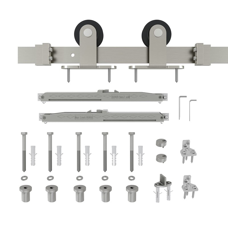 JUBEST 6FT Brushed Nickel Sliding Barn Door Hardware Track Kit