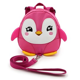 Hipiwe Baby Toddler Walking Safety Backpack Little Kid Anti-lost Travel Bag Harness Reins Cute Penguin toddler bookbag Mini Backpacks with Safety Leash for Boys Girls 1-3 Years Old, Pink, 1 Count (Pack of 1)