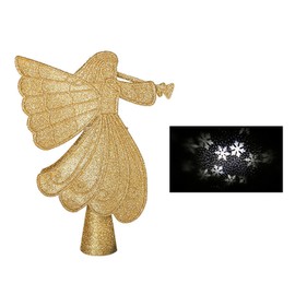 Christmas Angel Tree Topper with Rotating LED Snowflake
