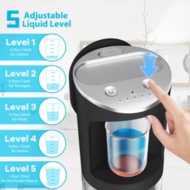 Swiitaey Automatic Mouthwash Dispenser for Bathroom, 2500mAh Electric Touchless Black Mouthwash Dispenser with Magnetic Cups, 20 Oz Wall Mounted/Countertop Mouthwashs Dispensers for Kids & Adults