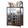 GAOMON Wine Bar Cabinet with LED Lights, Adjustable Shelves Wine