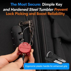 Forge TSA - Cerraduras de equipaje aprobadas por la TSA, para viajes, con cuerpo de aleación de zinc, 2 cerraduras rojas