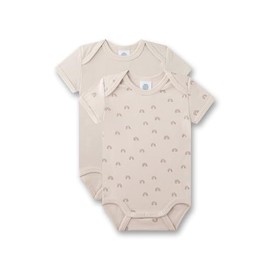 Sanetta Baby Bodysuit Short Sleeve (Double Pack) Beige | High-Quality and Sustainable Unisex Bodysuit Made of Organic Cotton Contents: Set of 2 Baby Bodysuit, beige