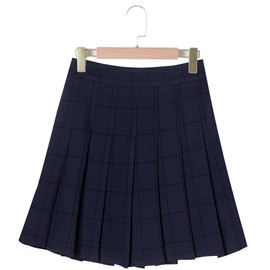 Hoerev - Falda corta plisada de cintura alta para mujer y niña, Raya azul marino, 0