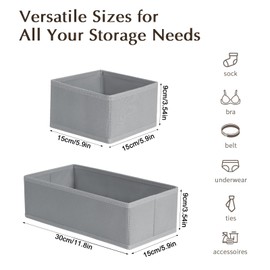 DIMJ Drawer Organiser System Drawer Organiser - Fabric Storage Box, Drawer Inserts for Wardrobes, Wardrobe Organiser for Clothes, Pack of 4, Grey Classic