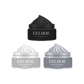 MAFAB | 3 Ceras Tinte Temporal para Cabello con Efecto Color Textura Suave Acabado Natural No Pegajosa Fácil de Aplicar y Lavar Portátil Estilo Diario o Eventos Disfraz (Negro, blanco, plateado, Normal)