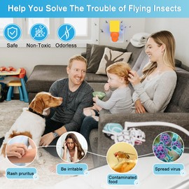 Flying Insect Trap Plug-in – Indoor Gnat Trap with UV Light & Sticky Pads – Non-Toxic Fly Catcher for Gnats, Moths, and Flies – Blue Bug Light Trap with 5 Sticky Pads – 1 Pack (Orange)