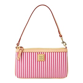 DOONEY & BOURKE DB RED AND WHITE STRIPE LARGE SLIM WRSITLET CLUTCH BAG