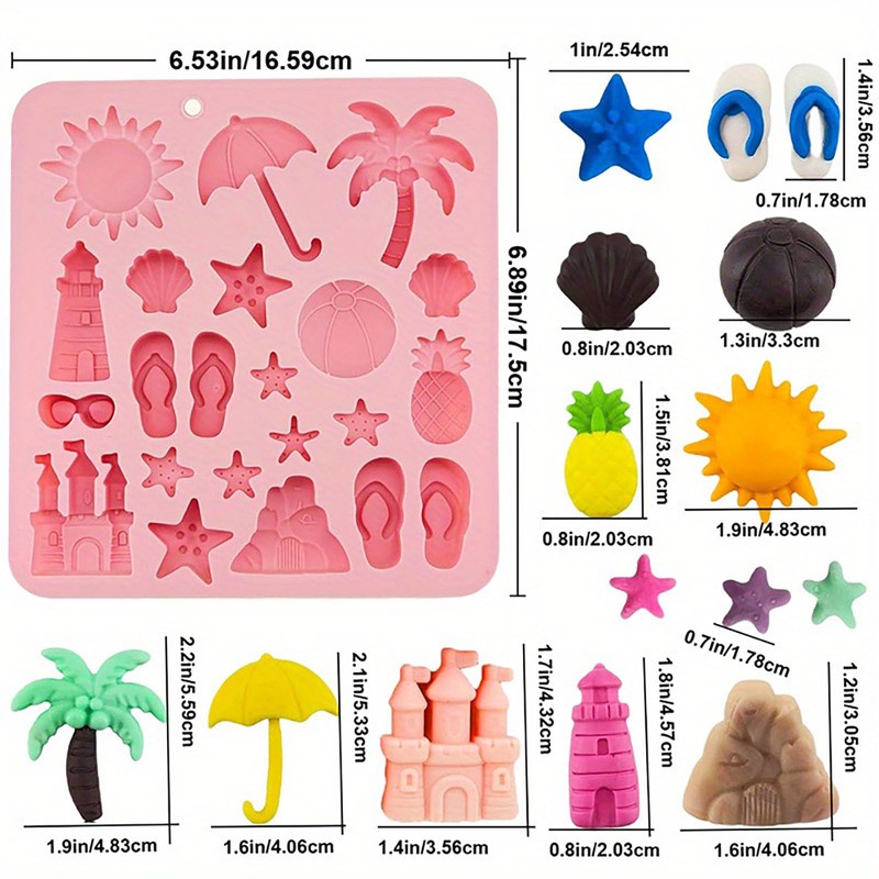 2 Pcs Summer Beach Theme Silicone Molds, 22-Cavity Coconut Tree