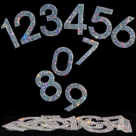 Locacrystal 40Pcs Bling Rhinestone Numbers Self-Adhesive Glitter Number Stickers for Crafts Cars Doors Mailbox 0-9 DIY Crystal Iron-on Numbers Stickers for Clothing Decoration(Crystal AB,2.24")