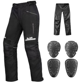 ILM Motorcycle Motocross Riding Pants Mens Detachable Waterproof Liner CE Armored All Season Model PO1N Black