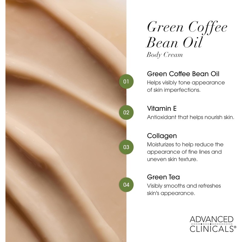 Advanced Clinicals Green Coffee Bean Oil Thermo-firming Body Cream 16oz
