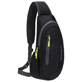 PivotWing Sling Bags for Men Women Small Backpack Rucksack Crossbody Shoulder One Strap Side Bag for Dog Walking Hiking Travel Cycling Gym Mens Cross Body Sling Chest Bag Black