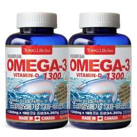Tonglife Whole Life - Premium Omega 3 1300 + Vitamin D 6 months supply of salmon - 2 bottles / 통라이프-프리미엄오메가3 1300+비타민D 6개월분연어-2병