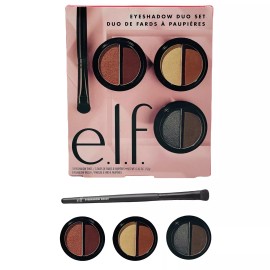 ELF e.l.f. 4 Piece Eyeshadow Duo (6 Shades) w/ Brush Gift Set Long Lasting Pigmented