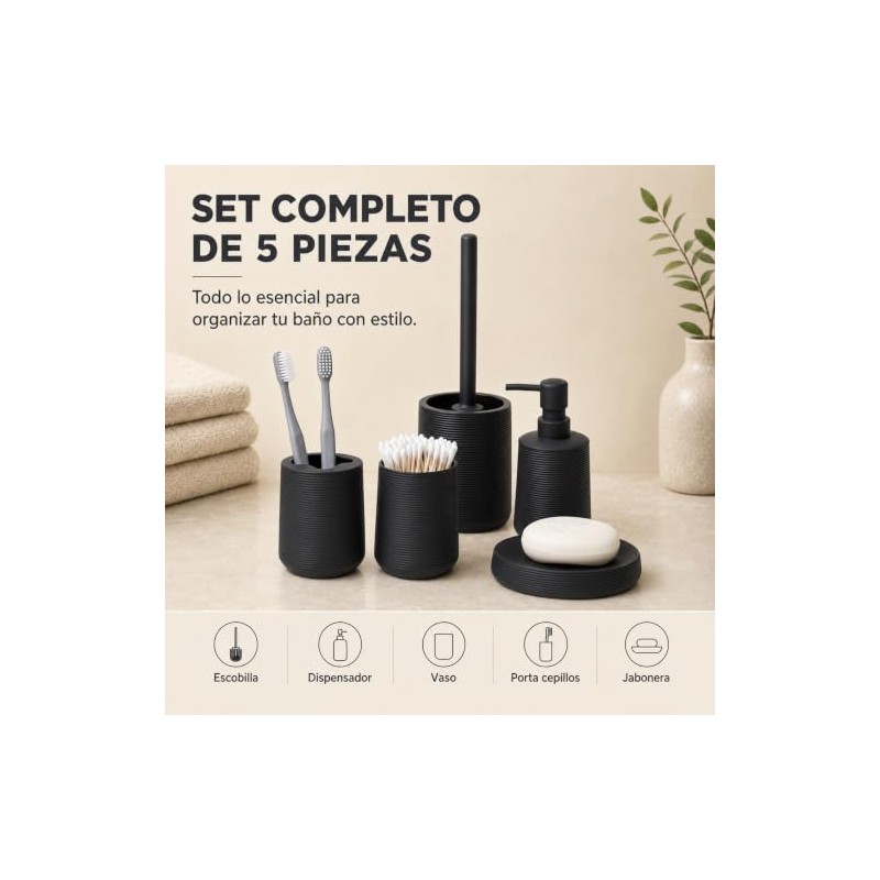 Set de Accesorios para Baño 5 Piezas Diseño Ondas Modernas