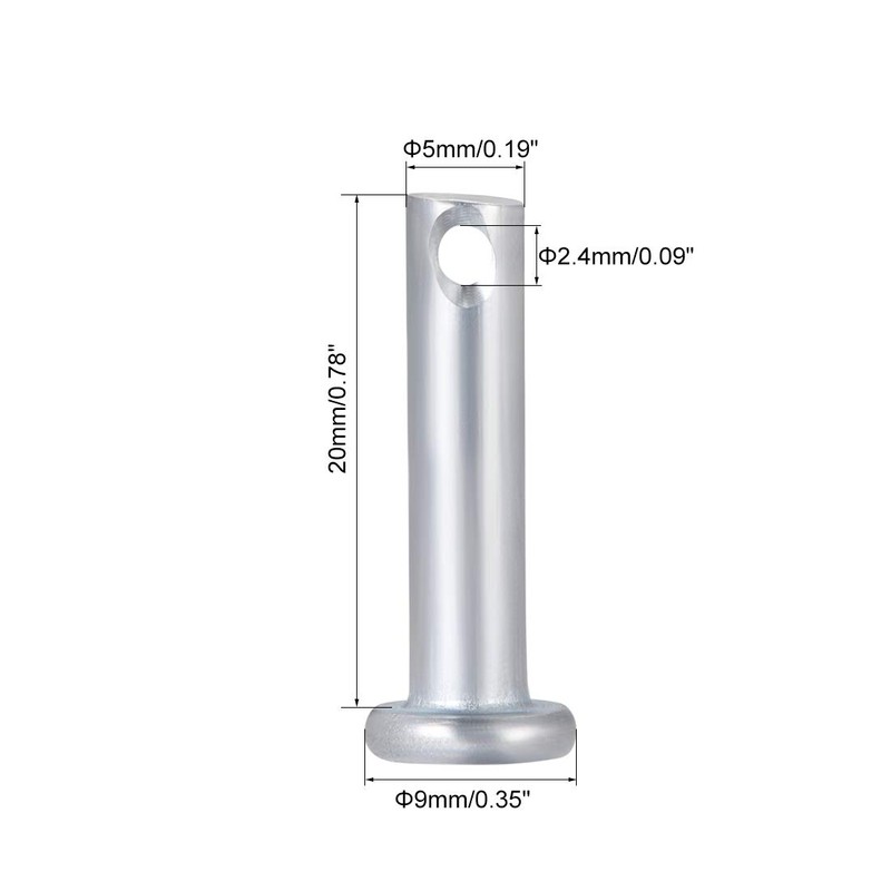 sourcing map Single Hole Clevis Pins,5mm x 20mm Flat Head