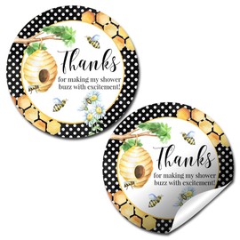Beautiful Bumble Bee Bridal Shower Party Stickers, 40 2" Party Circle Labels for Favors, Envelope Seals & Treat Bags