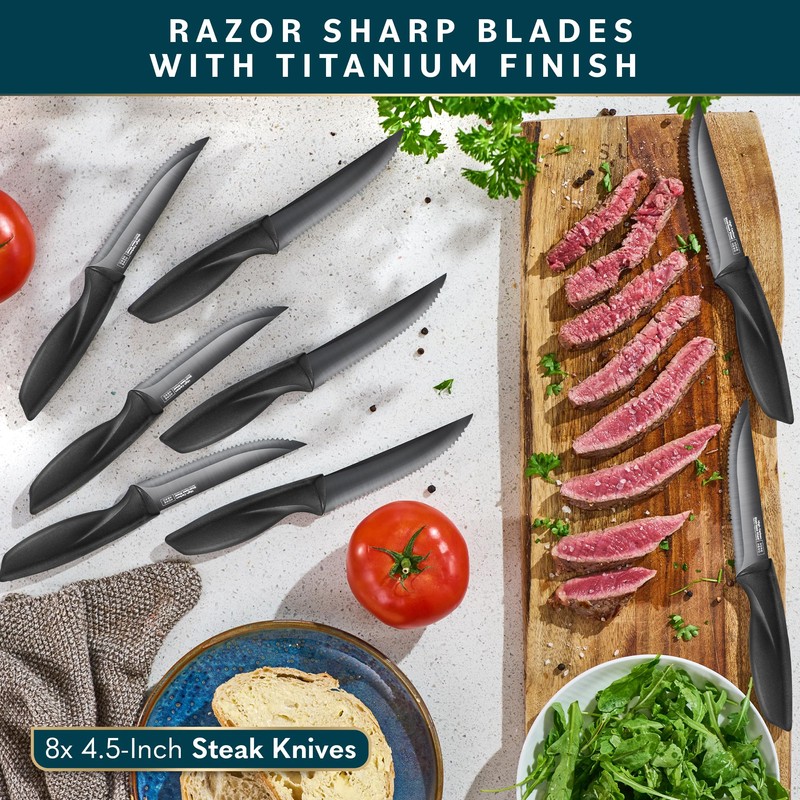 Home Hero Kitchen Knife Set with Sharpener - High Carbon