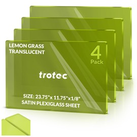 Trotec | Translucent Satin Plexiglass Sheet | 4 Pcs | Matte | Lemon Grass Translucent | 23.75"x 11.75"x1/8” | Non-Reflective Acrylic for Laser Engraving, Interior, Exterior & Back Lighted Signs.