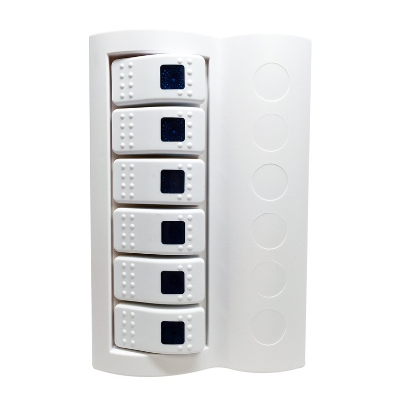 MARINE BOAT WATERPROOF WHITE SWITCH PANEL CIRCUIT BREAKER 6 GANG