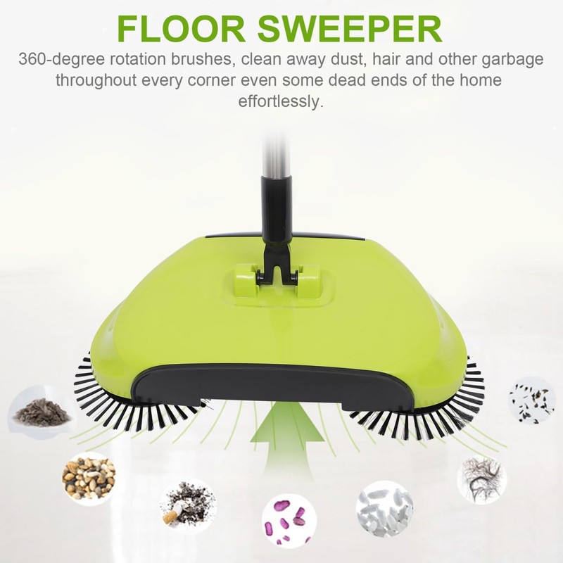 Manual Push Floor Sweeper Broom, Hand Push Sweeper with Enclosed