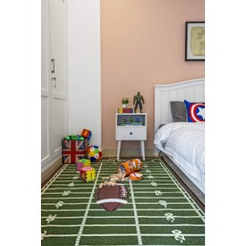 Furnish My Place 700 Corner Football Play Area Rug for Kids Playroom, Bathroom & Kindergarten Classroom, Corner Football Field Ground, Green (3'3"x5')