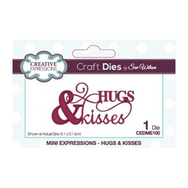 Creative Expressions Sue Wilson-Mini Expressions-Hugs & Kisses-Craft Die, Metal, Size 6.1 x 3.1 cm, CEDME100