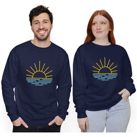 TEEAMORE Sunrise Sunset Over The Ocean Sunlight And Waves Unisex Adult Sweatshirt Navy
