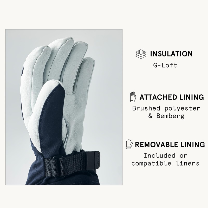 Hestra Army Leather Heli Ski 5-Finger Gloves Children Blue/White