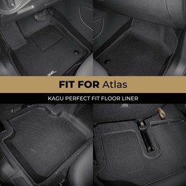 3D MAXpider Complete Set Custom Fit All-Weather Floor Mats for Select Volkswagen Atlas Cross Sport Models - Kagu Rubber (Black)