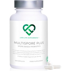 MultiSpore® Plus Probiotics – 4 Month Supply | 120 Capsules | Spore-Based Probiotic with Bacillus Coagulans & Bacillus Subtilis | Gut Health & Bloating Relief | With Digestive Enzymes & Prebiotic Inulin | UK Made
